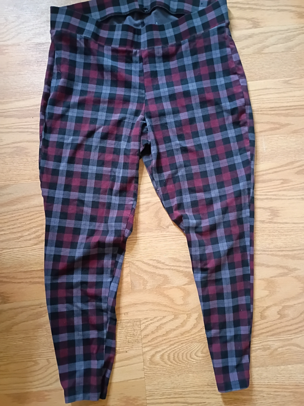 torrid Burgundy and Gray Plaid High-Waist Stretch Pants 2XL